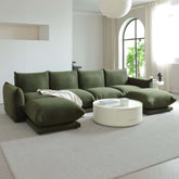 Oversized modern modular cloud sectional couch with lambswool fabric and chaise lounge